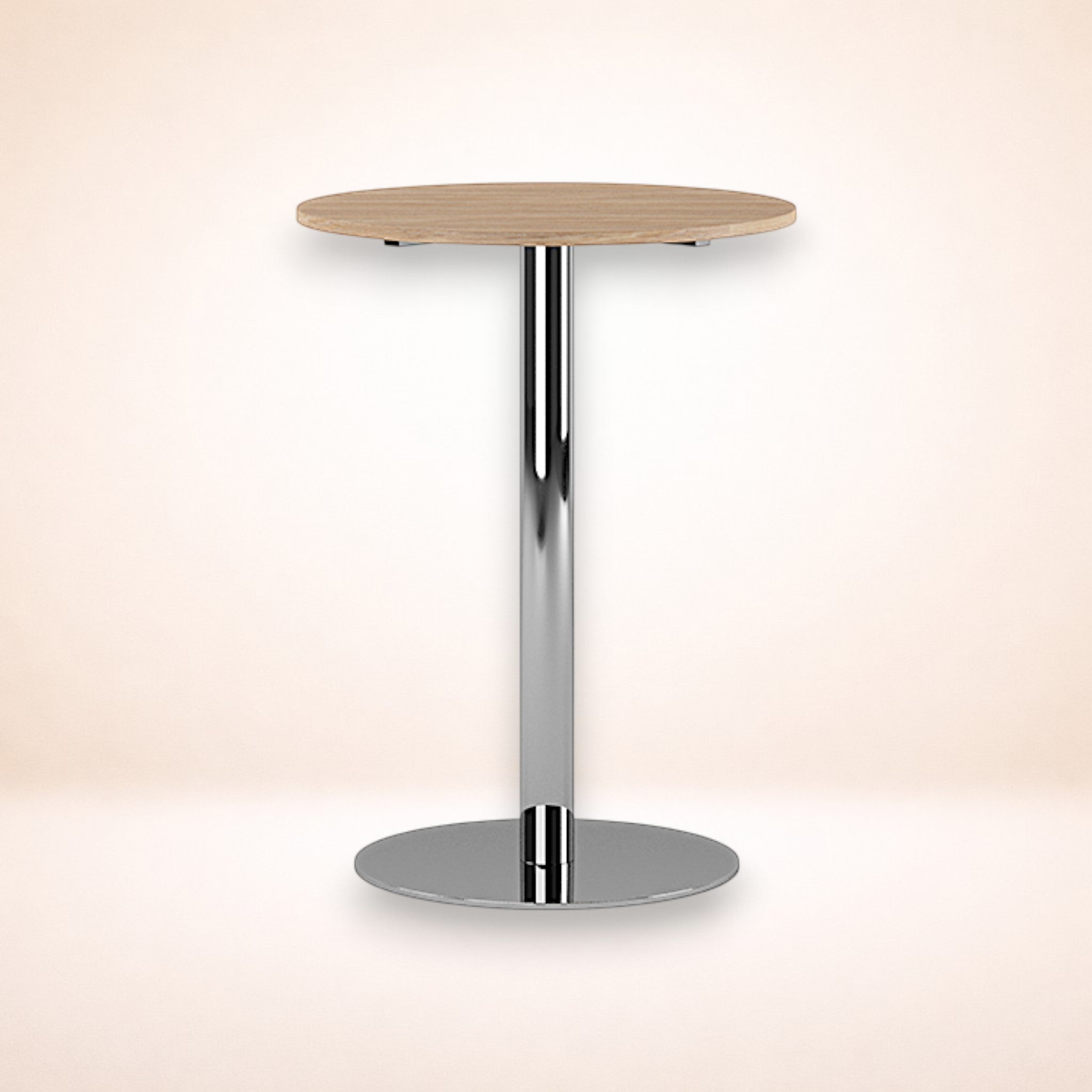 Pelarbord Ø70 urban oak / polerat rostfritt
